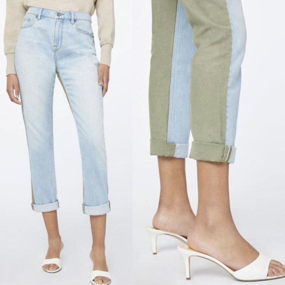 FRAME Le Beau Cargo Pants Boyfriend Fit Canteburry Two Toned Blue Green Size 26 - Picture 2 of 9
